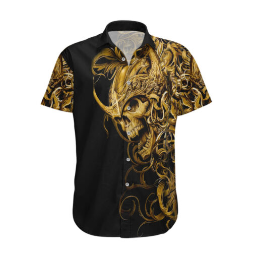 Chemise hawaïenne Crâne Guerrier d’or Royal