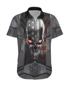Chemise hawaïenne Crâne Métal Tête Américaine