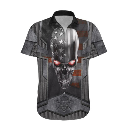 Chemise hawaïenne Crâne Métal Tête Américaine
