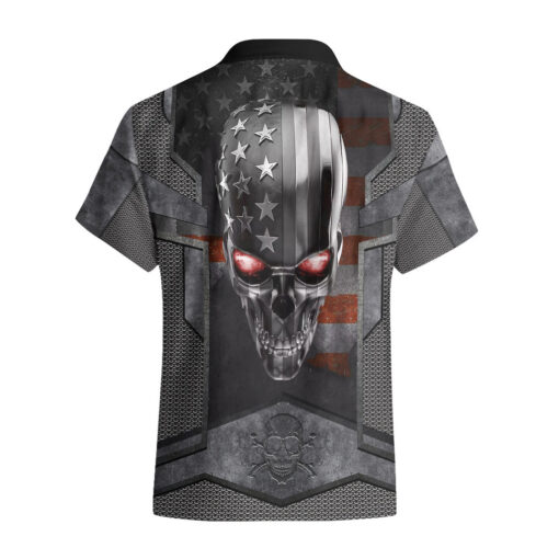 Chemise hawaïenne Crâne Métal Tête Américaine – Image 2
