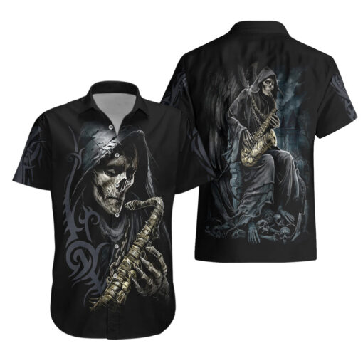 Chemise hawaïenne Crâne Musicien de la Mort – Image 3