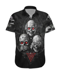 Chemise hawaïenne Crâne Pas Voir Pas Entendre Pas Parler Mal
