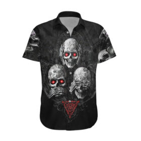 Chemise hawaïenne Crâne Pas Voir Pas Entendre Pas Parler Mal