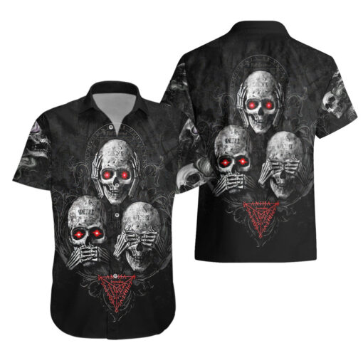 Chemise hawaïenne Crâne Pas Voir Pas Entendre Pas Parler Mal – Image 3