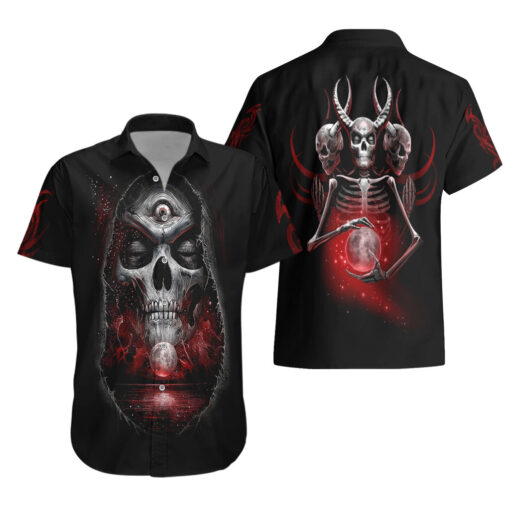 Chemise hawaïenne Crâne Prière Crâne – Image 3