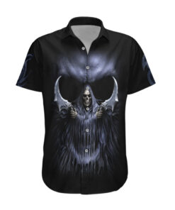 Chemise hawaïenne Crâne Faucheur Violet
