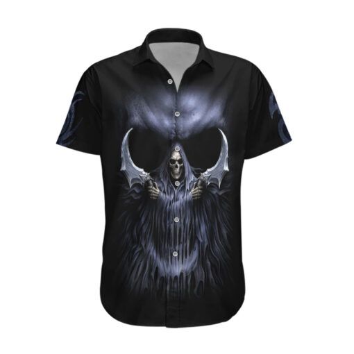 Chemise hawaïenne Crâne Faucheur Violet