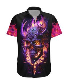 Chemise hawaïenne Crâne Feu Violet