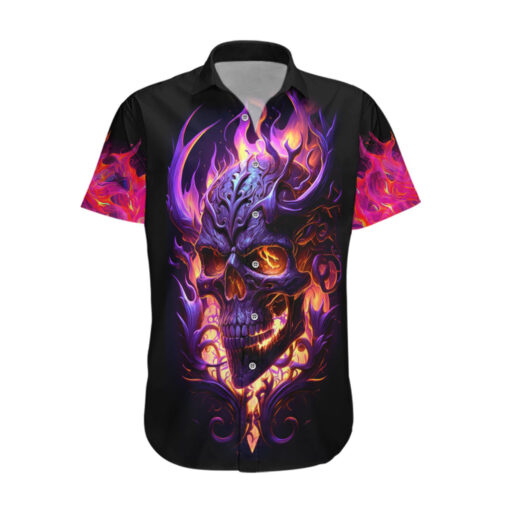 Chemise hawaïenne Crâne Feu Violet