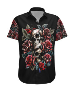 Chemise hawaïenne Crâne Rose Rouge
