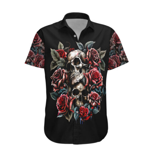 Chemise hawaïenne Crâne Rose Rouge