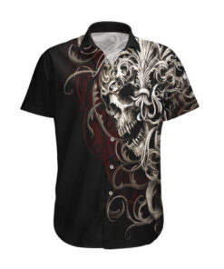 Chemise hawaïenne Crâne Guerrier Argent Royal