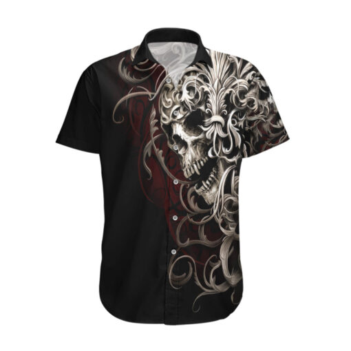 Chemise hawaïenne Crâne Guerrier Argent Royal