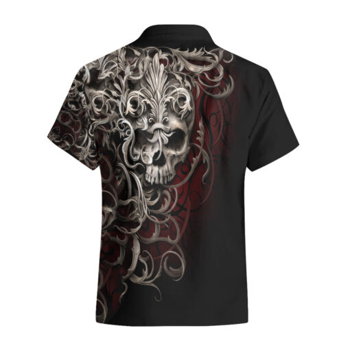 Chemise hawaïenne Crâne Guerrier Argent Royal – Image 2