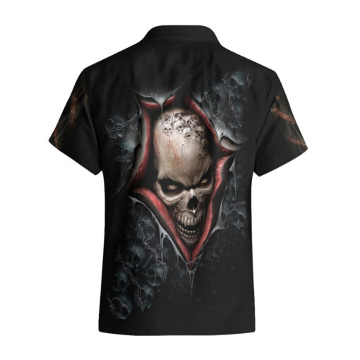 Chemise hawaïenne Crâne Squelette Déchiré Intérieur – Image 2