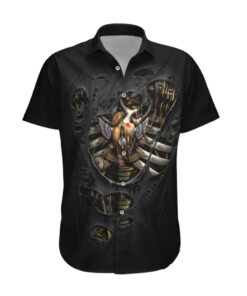Chemise hawaïenne Crâne Squelette Steampunk Cœur Intérieur