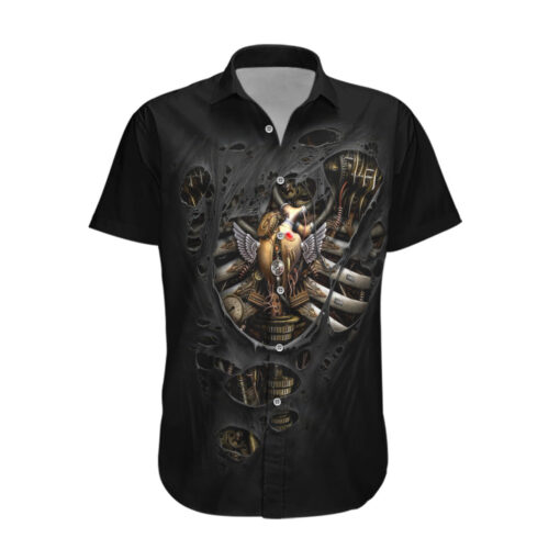 Chemise hawaïenne Crâne Squelette Steampunk Cœur Intérieur