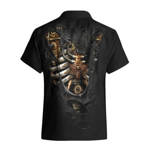 Chemise hawaïenne Crâne Squelette Steampunk Cœur Intérieur – Image 2