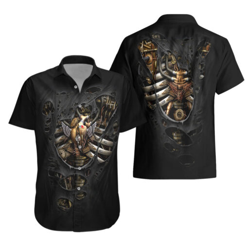 Chemise hawaïenne Crâne Squelette Steampunk Cœur Intérieur – Image 3