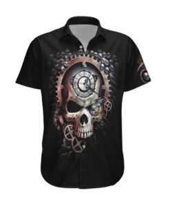 Chemise hawaïenne Crâne Faucheur Temps Sombre