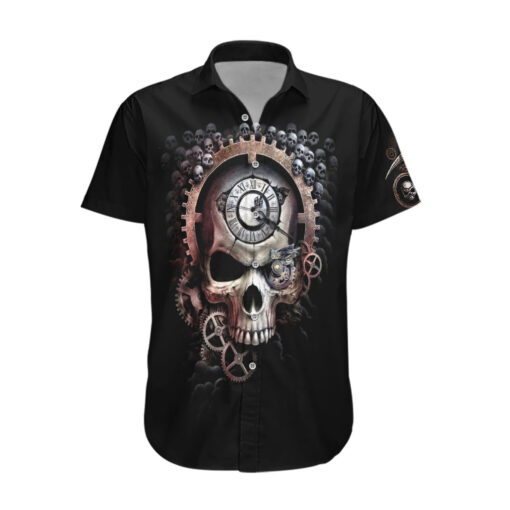 Chemise hawaïenne Crâne Faucheur Temps Sombre