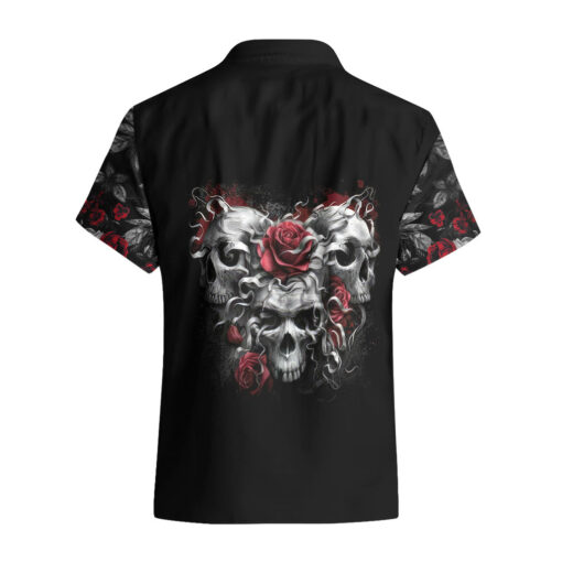 Chemise hawaïenne Crâne Trois Crânes Pas Voir Mal Rose – Image 2