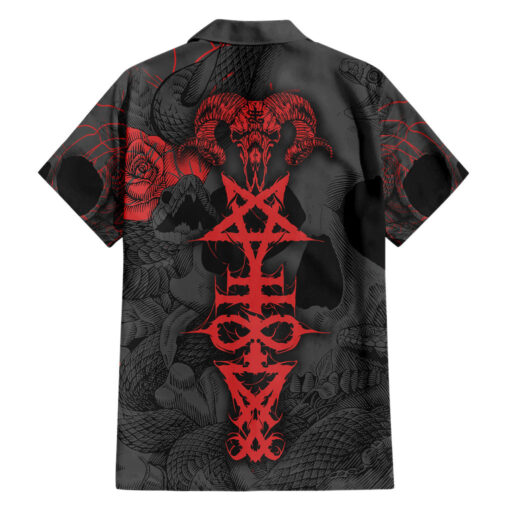 Chemise hawaïenne Crâne Horreur Symbole Satan Grunge – Image 2