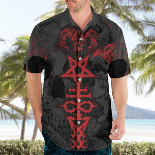 Chemise hawaïenne Crâne Horreur Symbole Satan Grunge – Image 3