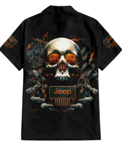 Chemise hawaïenne Crâne Jeep Drapeau Crâne Vie Jeep