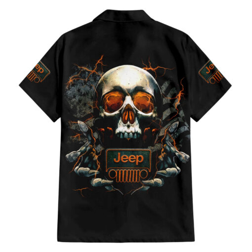 Chemise hawaïenne Crâne Jeep Drapeau Crâne Vie Jeep