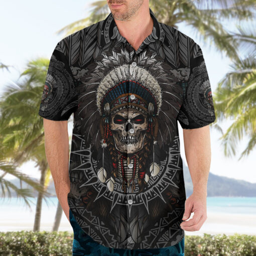 Chemise hawaïenne Crâne Guerrier Amérindien – Image 3