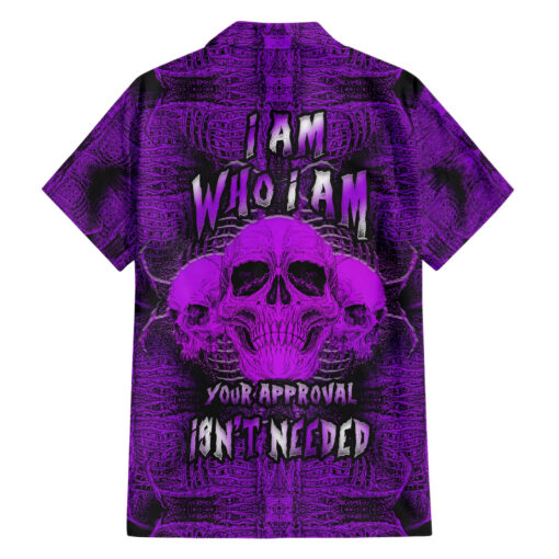 Chemise hawaïenne Crâne Motif Je suis qui je suis ton approbation n’est pas nécessaire – Image 2