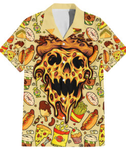 Chemise hawaïenne Crâne Motif Pizza Repose en pizza