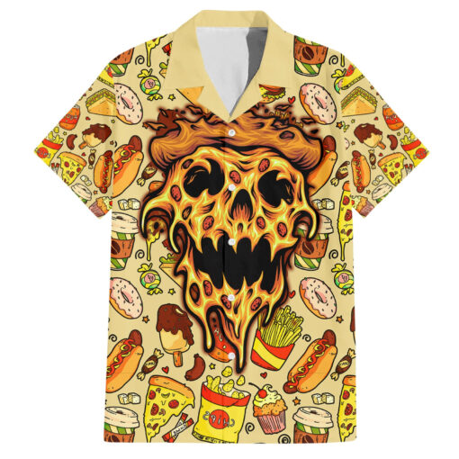 Chemise hawaïenne Crâne Motif Pizza Repose en pizza