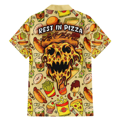 Chemise hawaïenne Crâne Motif Pizza Repose en pizza – Image 2