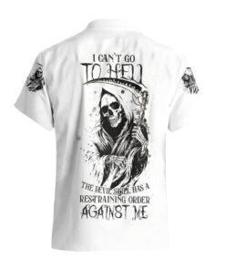 Chemise hawaïenne Crâne Faucheur Je ne peux pas aller en enfer ordre du diable contre moi