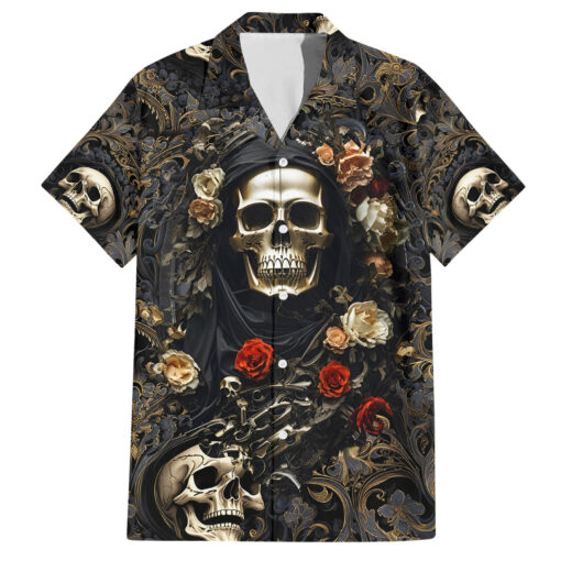 Chemise hawaïenne Crâne Roses Ne jamais dire mourir – Image 2