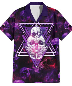 Chemise hawaïenne Crâne et papillon de nuit fantaisie grunge art