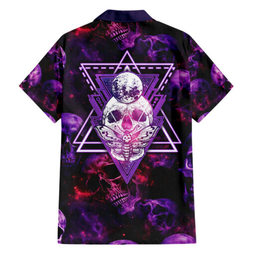 Chemise hawaïenne Crâne et papillon de nuit fantaisie grunge art – Image 2