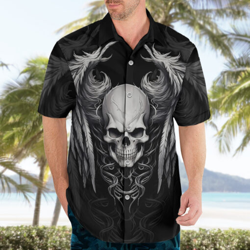 Chemise hawaïenne Crâne et ailes Même le diable fut un ange – Image 3
