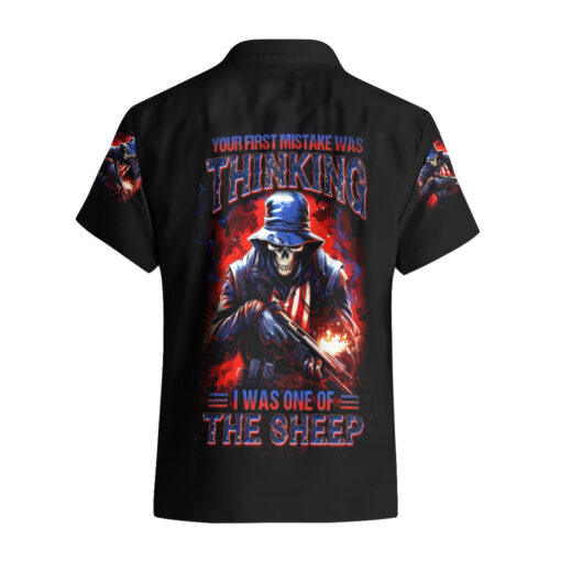 Chemise hawaïenne Crâne Soldat Votre première erreur était de penser que j'étais un mouton
