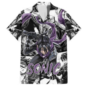 Chemise hawaïenne Sonic One Punch Man Anime Mix Manga