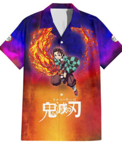 Chemise hawaïenne Samouraï de l’Espace Tanjiro Demon Slayer Anime Mix Abstrait