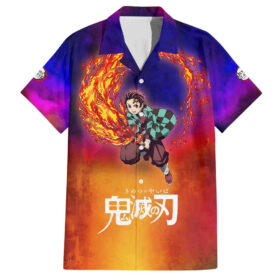 Chemise hawaïenne Samouraï de l’Espace Tanjiro Demon Slayer Anime Mix Abstrait