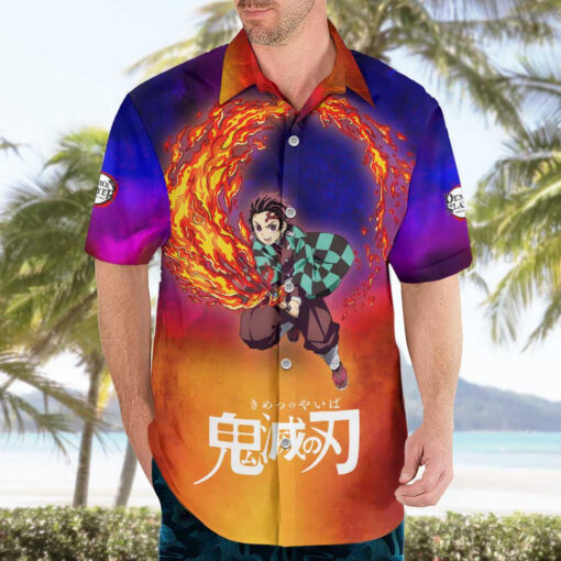 Chemise hawaïenne Samouraï de l’Espace Tanjiro Demon Slayer Anime Mix Abstrait – Image 3