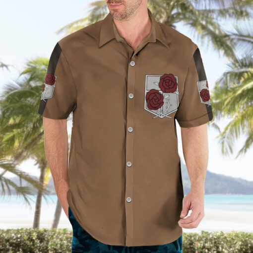 Chemise hawaïenne Garde Stationnaire L’Attaque des Titans Anime – Image 3