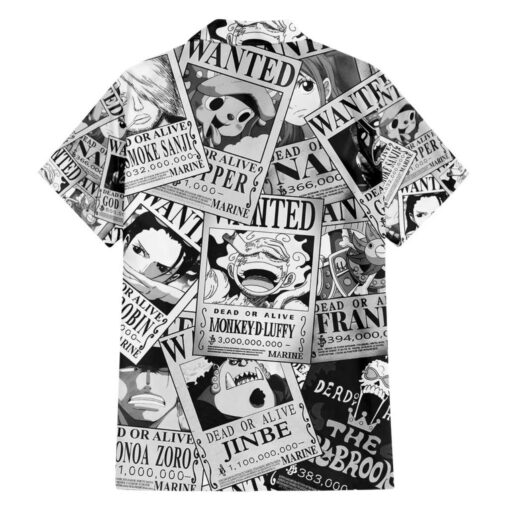 Chemise hawaïenne Chapeau de paille Wanted Motif One Piece Anime Mix Manga – Image 2