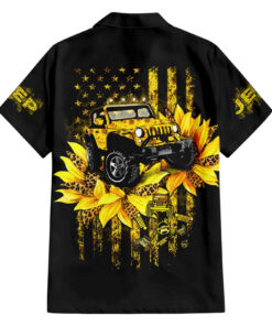 Chemise hawaïenne Jeep Tournesol Drapeau Américain Jeep Tournesol