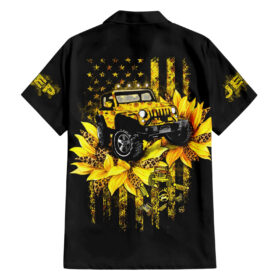 Chemise hawaïenne Jeep Tournesol Drapeau Américain Jeep Tournesol