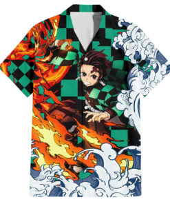 Chemise hawaïenne Tanjiro Demon Slayer Motif Japon Anime Mix